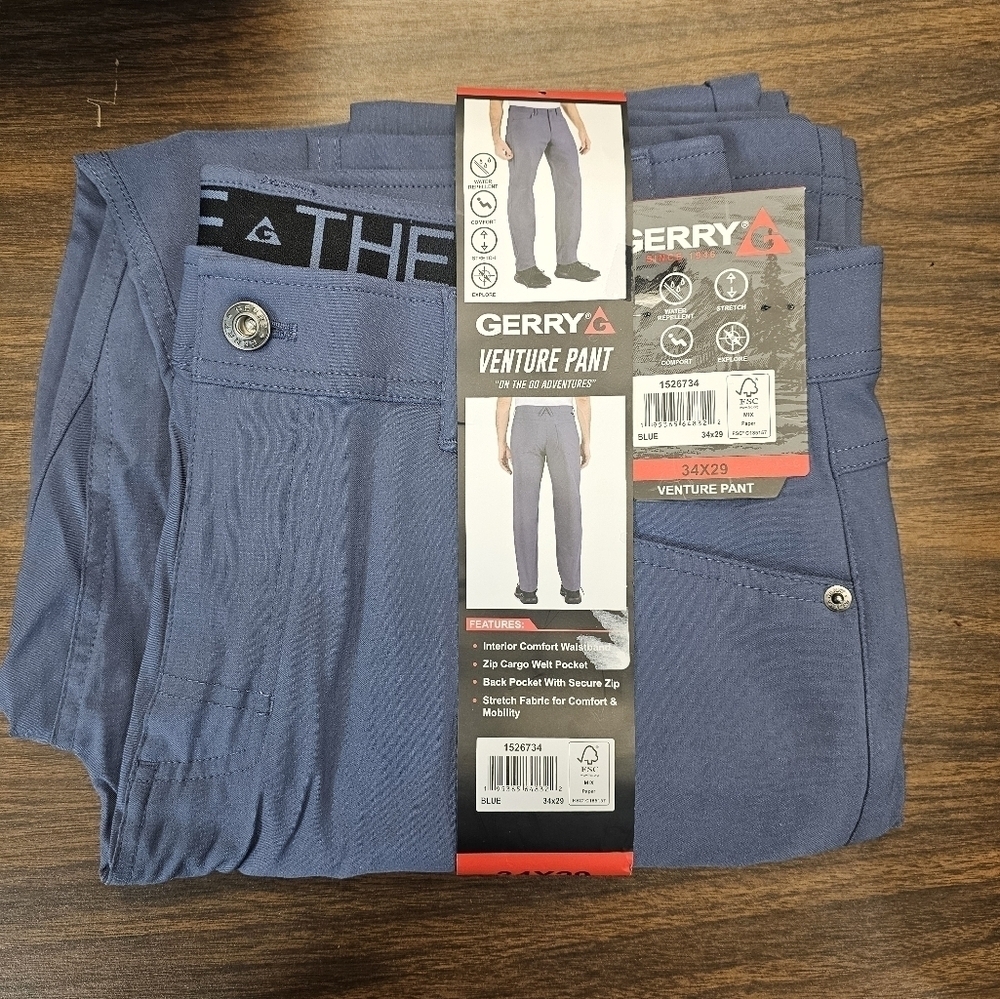 75)GERRY Pants Men’s Venture 30 X 32 Blue Relaxed Fit Comfort Stretch Pockets - Picture 9 of 14